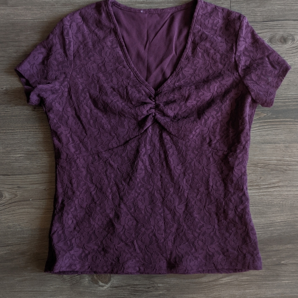 Y2K lace purple babydoll top. No tag, fits S/M.